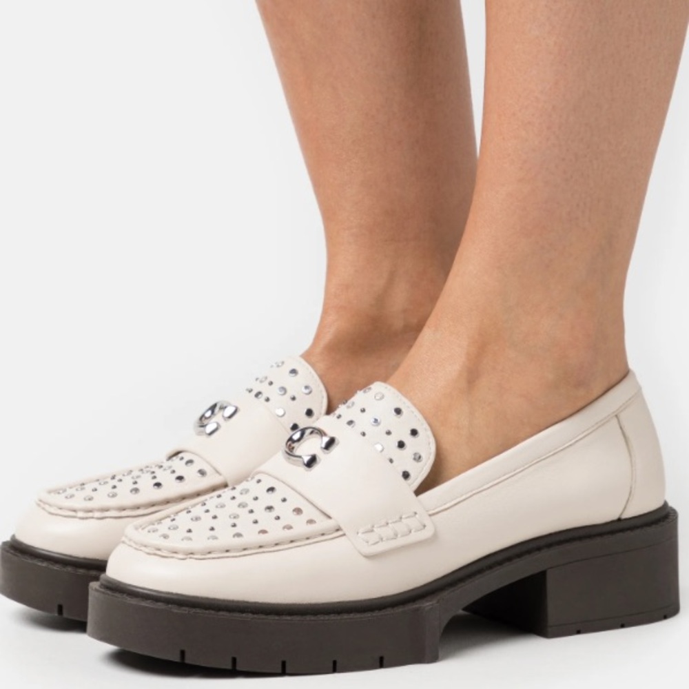 Coach Leela Chalk Studded Loafers - Sz. 10 - New in Box - Picture 2 of 8